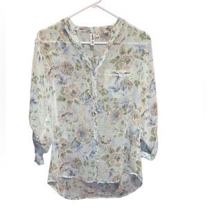 KUT From The Cloth Small Sheer Button Down Blouse